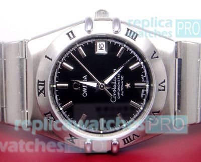 Replica Omega Constellation Black Dial SS Case Watch